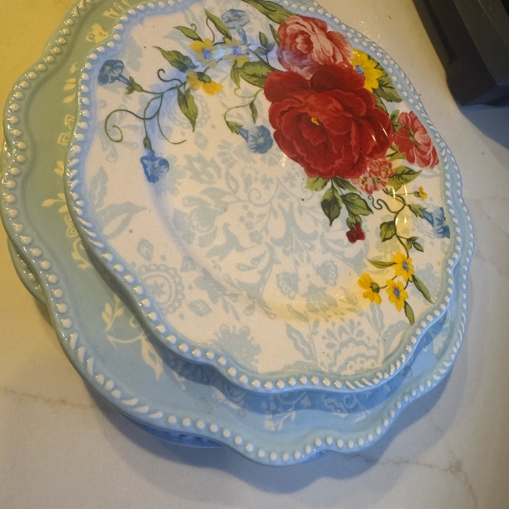 The Pioneer Woman Blue and Red Floral Dinnerware